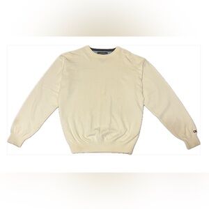 Tommy Hilfiger Vtg/Y2k 100% Cotton Cream Crewneck,Size Medium
